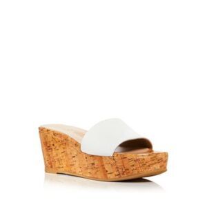 STUART WEITZMAN Womens White Cork 1-1/2" Platform Wedge Heeled Sandal 9.5 B